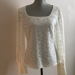 NWT WHBM Square Neck Lace Top